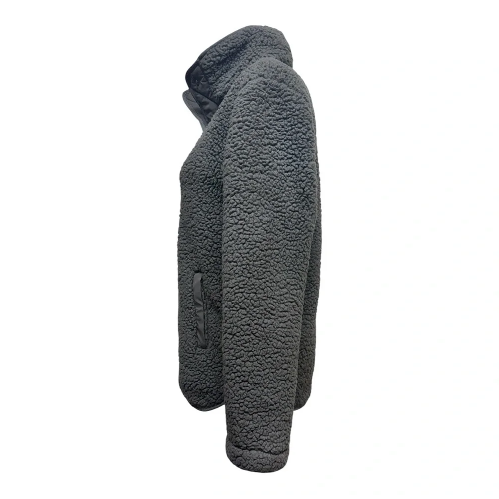 Abercrombie & Fitch Sherpa Nylon Snap Up Jacket, Size Small, Teddy coat, Green - Picture 9 of 15